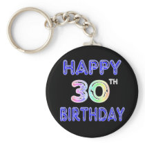 Happy 30th Birthday Design in Balloon Font Key Chains