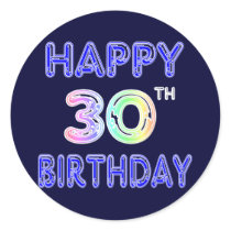 Happy 30th Birthday Design in Balloon Font Stickers