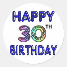 Happy 30th Birthday Design in Balloon Font Stickers