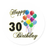 Happy 30th Birthday Gifts and Birthday Apparel stickers