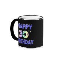 Happy 30th Birthday Mug in Balloon Font