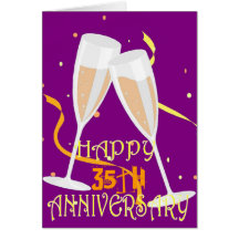 Happy 35th anniversary champagne celebration card