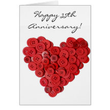 Happy 35th Anniversary red button heart card