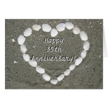 Happy 35th Anniversary Seashell heart card