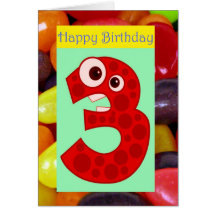 Happy 3rd Birthday third birthday three 3 Card