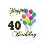 Happy 40th Birthday Gifts and Birthday Apparel stickers