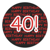 Happy 40th Birthday Round Sticker