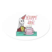 Happy 40th oval sticker