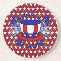 Happy 4th July Crackers Beverage Coaster