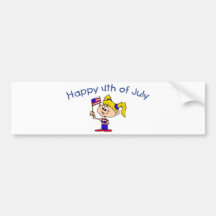 Happy 4th Of July (Girl) Bumper Sticker