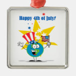 happy 4th of july globe cartoon patriotic ornaments
