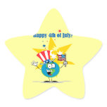 happy 4th of july globe cartoon patriotic stickers
