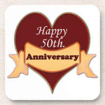 Happy 50th. Anniversary Beverage Coaster