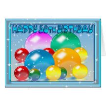 Happy 50th Birthday colours, colourful orbs Card