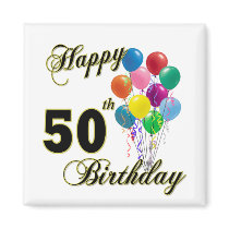 Happy 50th Birthday Gifts and Birthday Apparel Fridge Magnets