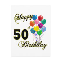 Happy 50th Birthday Gifts and Birthday Apparel Post Cards