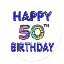 Happy 50th Birthday Gifts and Birthday Apparel Round Sticker