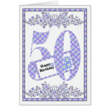 Happy 50th Birthday gingham card