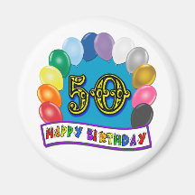 Happy 50th Birthday Merchandise Fridge Magnets