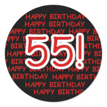 Happy 55th Birthday Round Sticker