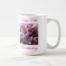 Happy 59th Birthday Pink and Green Flower Mug