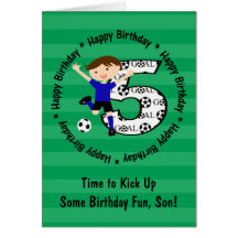 Happy 5th Birthday Round Soccer Goal Card