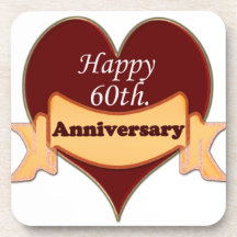 Happy 60th. Anniversary Drink Coaster
