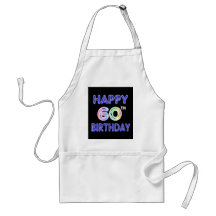 Happy 60th Birthday Gifts in Balloon Font Aprons