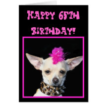 Happy 65th Birthday Chihuahua Punk greeting card