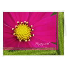 Happy 65th Birthday Greeting Card -- Pink Cosmos