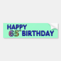 Happy 65th Birthday in Balloon Font bumper stickers