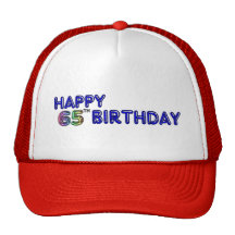 Happy 65th Birthday in Balloon Font Hat