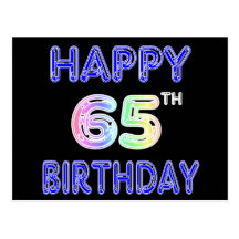 Happy 65th Birthday in Balloon Font Postcard
