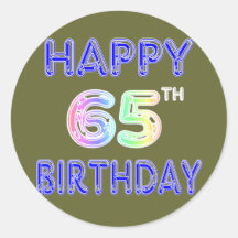 Happy 65th Birthday in Balloon Font Sticker