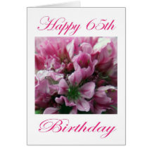 Happy 65th Birthday Pink and Green Flower Greeting Card