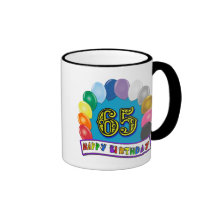 Happy 65th Birthday with Balloons Coffee Mugs