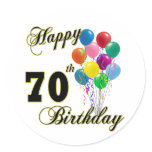 Happy 70th Birthday Gifts and Birthday Apparel stickers