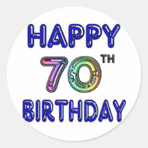 Happy 70th Birthday Gifts in Balloon Font Stickers