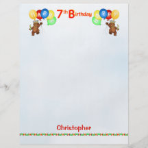 Happy 7th Birthday Bear Scrapbook Paper 2 Flyer Design