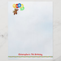 Happy 7th Birthday Bear Scrapbook Paper 4 Flyer Design