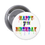 Happy 7th Birthday Circus Design Pinback Buttons