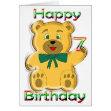 Happy 7th Birthday Teddy Bear Card
