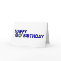 Happy 80th Birthday Gifts and Birthday Apparel Greeting Card