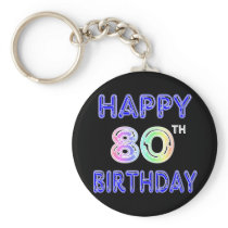 Happy 80th Birthday Gifts and Birthday Apparel Key Chains