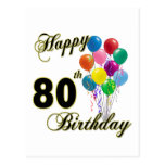Happy 80th Birthday Gifts and Birthday Apparel Postcards