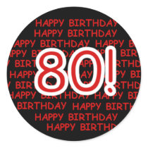Happy 80th Birthday Round Stickers