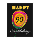 Happy 90 Birthday Colourful Gold Green Red Balloon