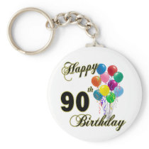 Happy 90th Birthday Gifts and Birthday Apparel Key Chain