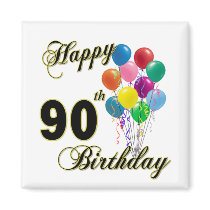 Happy 90th Birthday Gifts and Birthday Apparel Refrigerator Magnets