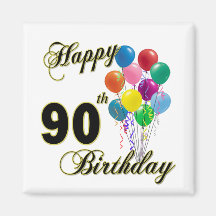 Happy 90th Birthday Gifts and Birthday Apparel Refrigerator Magnets